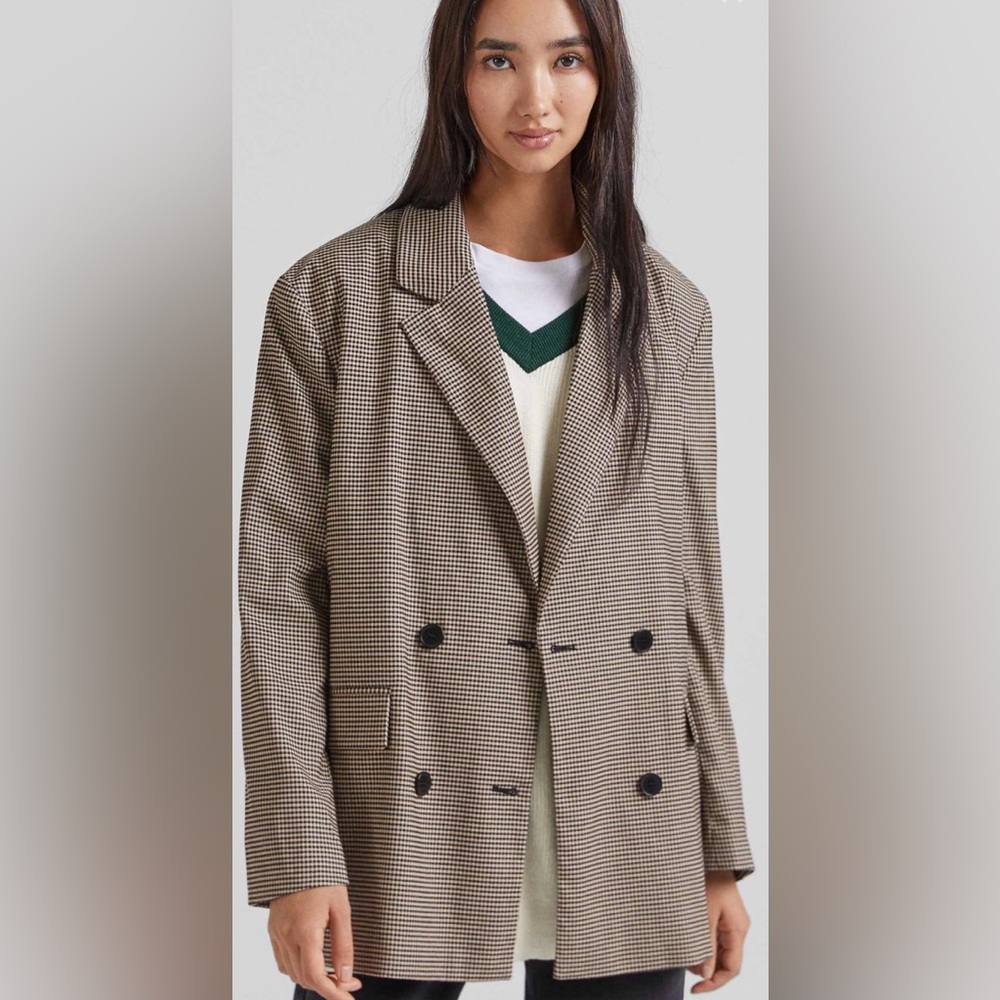 Oversized brown blazer in brown check